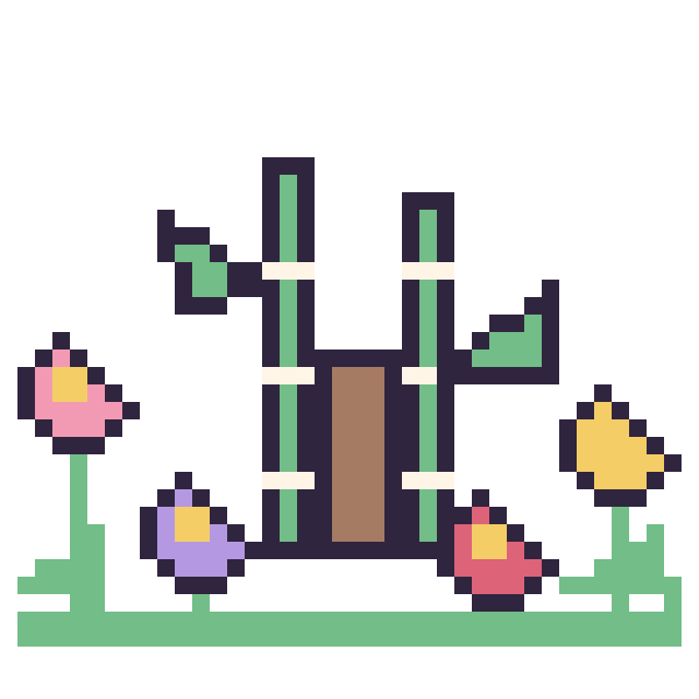 Modèle de pixel art Bambou dans le jardin sur une grille de 40 par 40 cases