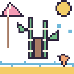 Pixel art Bambou à la plage, grille 40 × 40