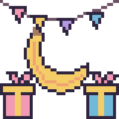 Pixel art Banane pour un anniversaire, grille 40 × 40