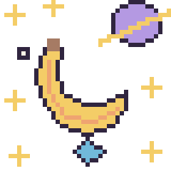 Pixel art Banane dans l’espace, grille 40 × 40