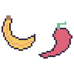 Pixel art Banane et Piment, grille 48 × 48
