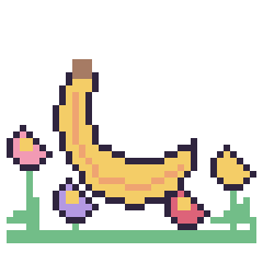 Pixel art Banane dans le jardin, grille 40 × 40