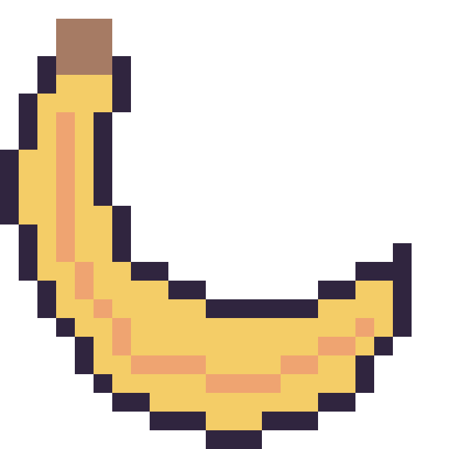 Modèle de pixel art Banane sur une grille de 24 par 24 cases