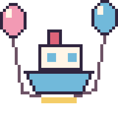 Pixel art Bateau avec des ballons, grille 40 × 40