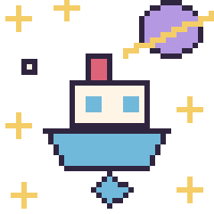 Pixel art Bateau dans l’espace, grille 40 × 40