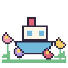 Pixel art Bateau dans le jardin, grille 40 × 40