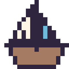 Pixel art Bateau kawaii 16 × 16, grille 16 × 16