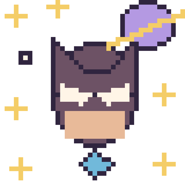 Modèle de pixel art Batman dans l’espace sur une grille de 40 par 40 cases