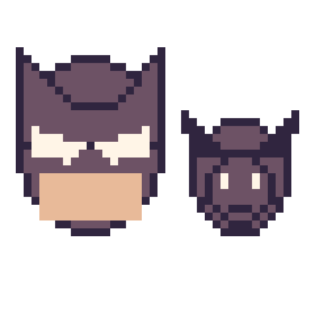 Modèle de pixel art Batman et Black Panther mini sur une grille de 40 par 40 cases