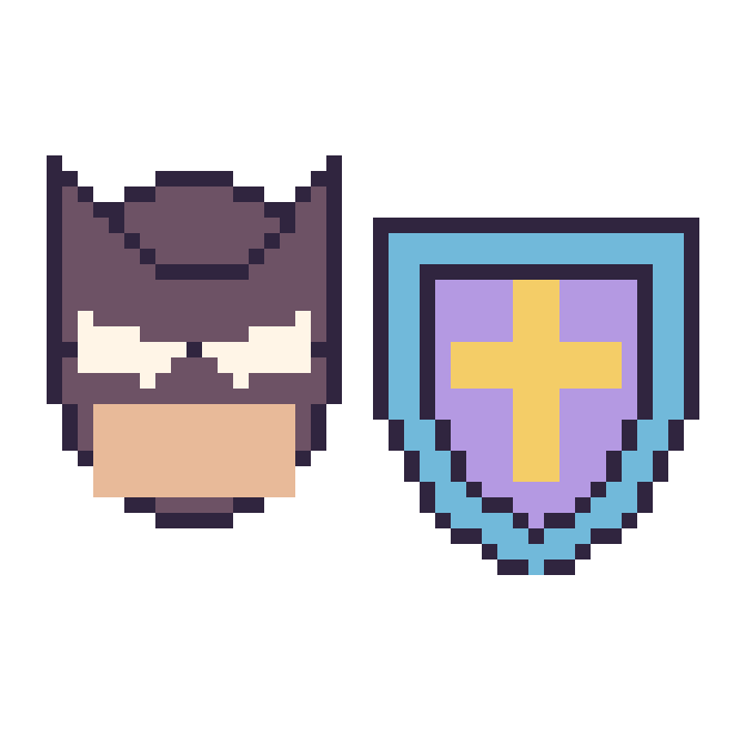 Modèle de pixel art Batman et Bouclier sur une grille de 48 par 48 cases