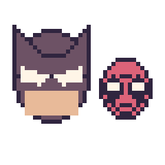Pixel art Batman et Deadpool mini, grille 40 × 40