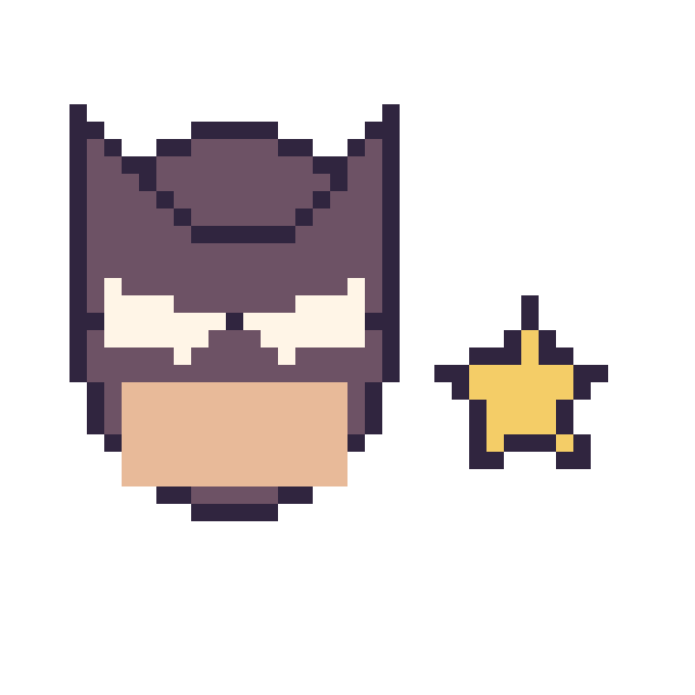 Modèle de pixel art Batman et Étoile simple 10 × 10 sur une grille de 40 par 40 cases