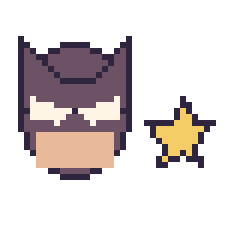 Pixel art Batman et Étoile simple 12 × 12, grille 40 × 40