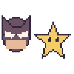Pixel art Batman et Étoile, grille 48 × 48
