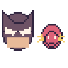 Pixel art Batman et Flash mini, grille 40 × 40