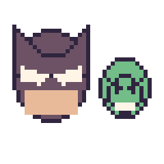 Pixel art Batman et Hulk mini, grille 40 × 40