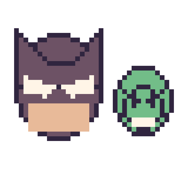 Modèle de pixel art Batman et Hulk mini sur une grille de 40 par 40 cases