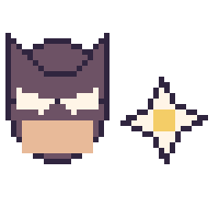 Pixel art Batman et Etoile nether Minecraft 16 × 16, grille 40 × 40