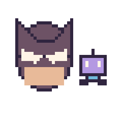 Pixel art Batman et Robot simple 12 × 12, grille 40 × 40