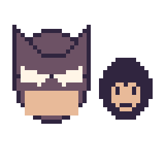 Pixel art Batman et Superman mini, grille 40 × 40