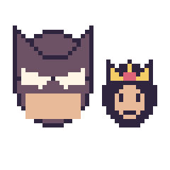 Pixel art Batman et Wonder Woman mini, grille 40 × 40