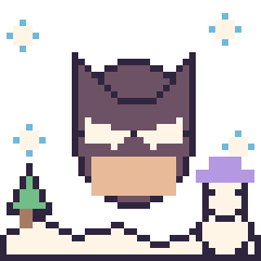 Pixel art Batman en hiver, grille 40 × 40