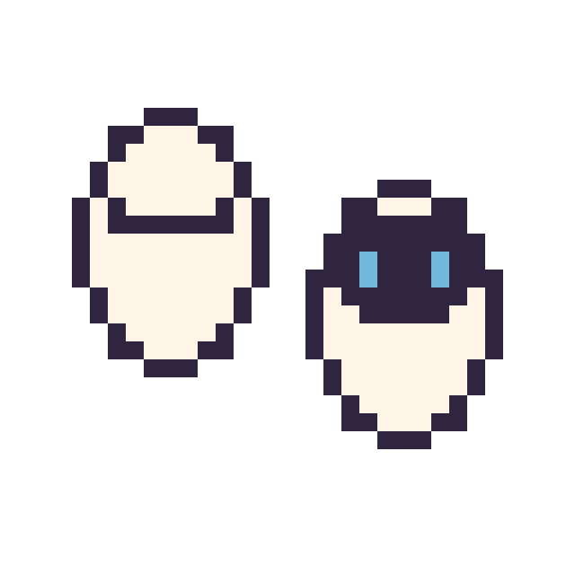 Modèle de pixel art Baymax mini et EVE mini sur une grille de 32 par 32 cases
