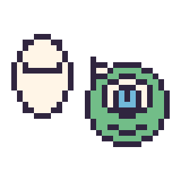 Pixel art Baymax mini et Bob Razowski mini, grille 32 × 32