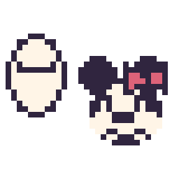 Pixel art Baymax mini et Minnie mini, grille 32 × 32