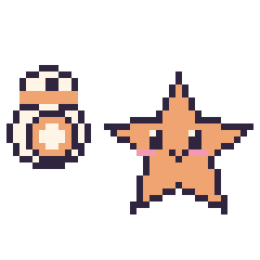 Pixel art BB-8 mini et Étoile de mer, grille 40 × 40