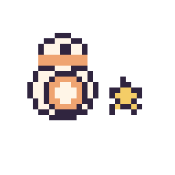 Pixel art BB-8 mini et Étoile mini, grille 32 × 32