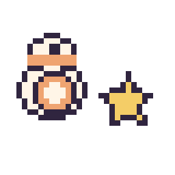 Pixel art BB-8 mini et Étoile simple 10 × 10, grille 32 × 32