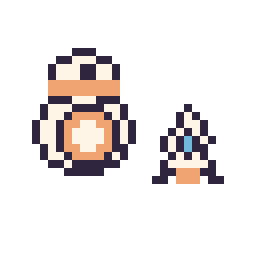 Pixel art BB-8 mini et Fusée simple 10 × 10, grille 32 × 32