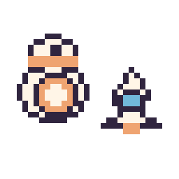 Pixel art BB-8 mini et Fusée simple 12 × 12, grille 32 × 32