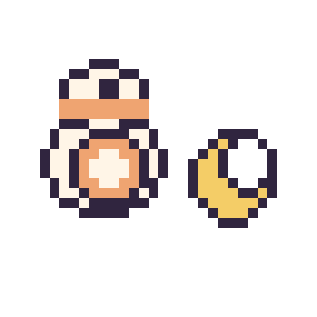 Modèle de pixel art BB-8 mini et Lune simple 10 × 10 sur une grille de 32 par 32 cases