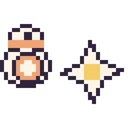 Pixel art BB-8 mini et Etoile nether Minecraft 16 × 16, grille 32 × 32