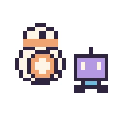 Pixel art BB-8 mini et Robot simple 12 × 12, grille 32 × 32