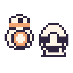 Pixel art BB-8 mini et Stormtrooper mini, grille 32 × 32
