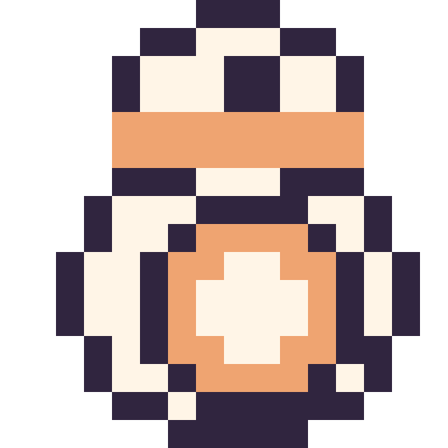 Modèle de pixel art BB-8 mini 16 × 16 sur une grille de 16 par 16 cases