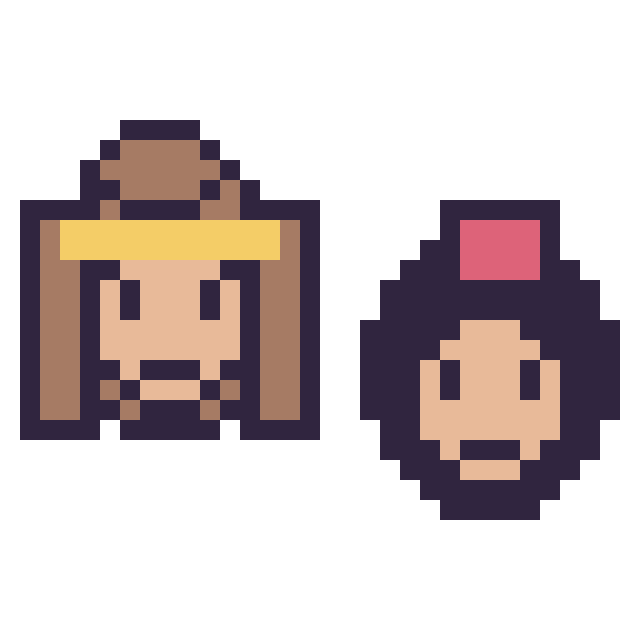 Modèle de pixel art Belle mini et Aladdin mini sur une grille de 32 par 32 cases