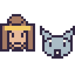 Pixel art Belle mini et Bourriquet mini, grille 32 × 32