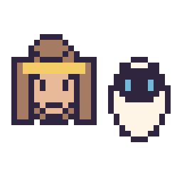 Pixel art Belle mini et EVE mini, grille 32 × 32