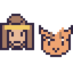 Pixel art Belle mini et Tigrou mini, grille 32 × 32