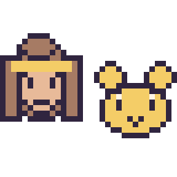 Pixel art Belle mini et Winnie l’ourson mini, grille 32 × 32