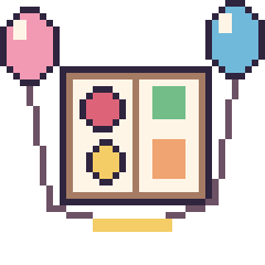 Pixel art Bento avec des ballons, grille 40 × 40