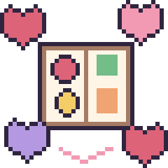 Pixel art Bento avec des cœurs, grille 40 × 40