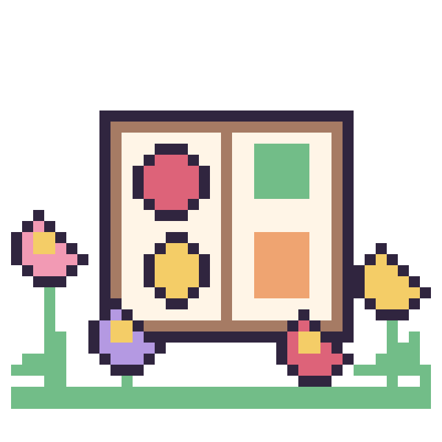 Modèle de pixel art Bento dans le jardin sur une grille de 40 par 40 cases