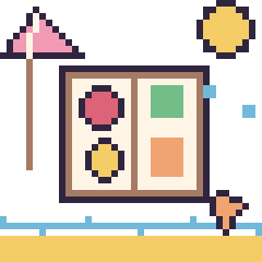 Pixel art Bento à la plage, grille 40 × 40