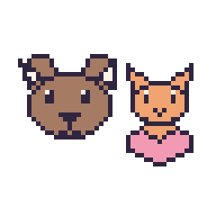Pixel art Bison et Chat avec un cœur, grille 48 × 48