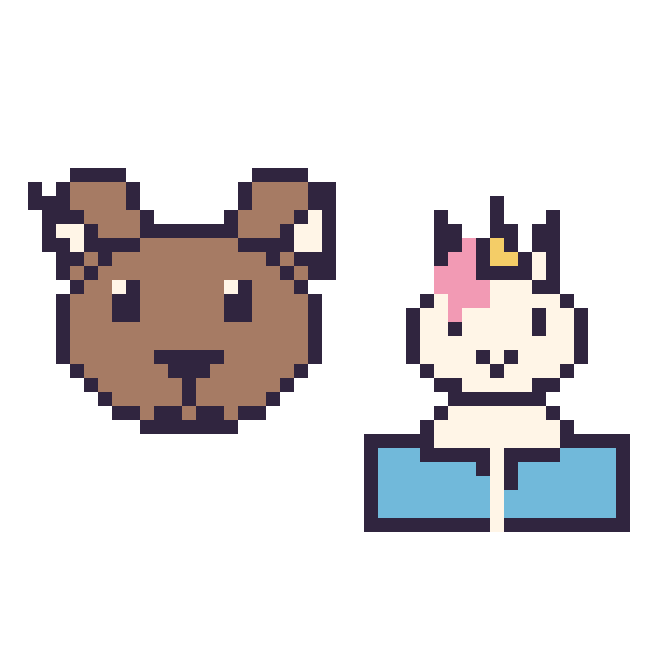 Modèle de pixel art Bison et Licorne avec un livre sur une grille de 48 par 48 cases